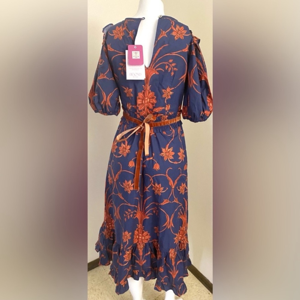 NWT Beyond by Vera Floral Blue gorgeous ruffle midi dress.
100% cotton. - Picture 6 of 10